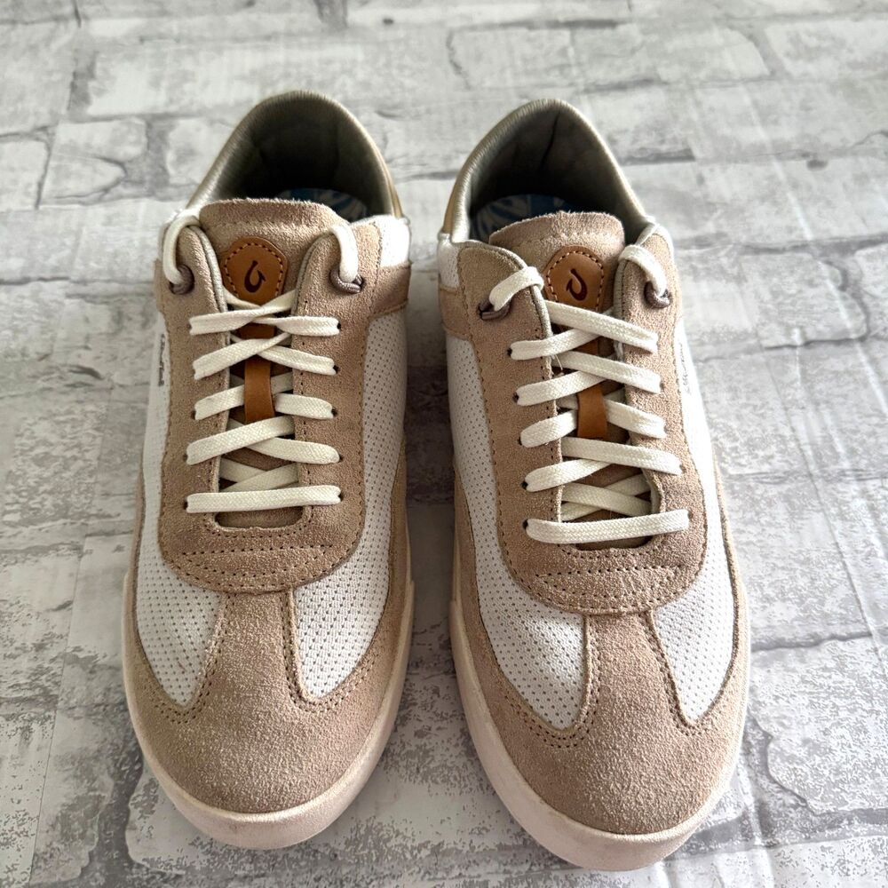 OluKai Kīlea Women's Sneaker Retro Tan Tapa Beach Lifestyle Minimalist Casual 9 - Picture 3 of 8
